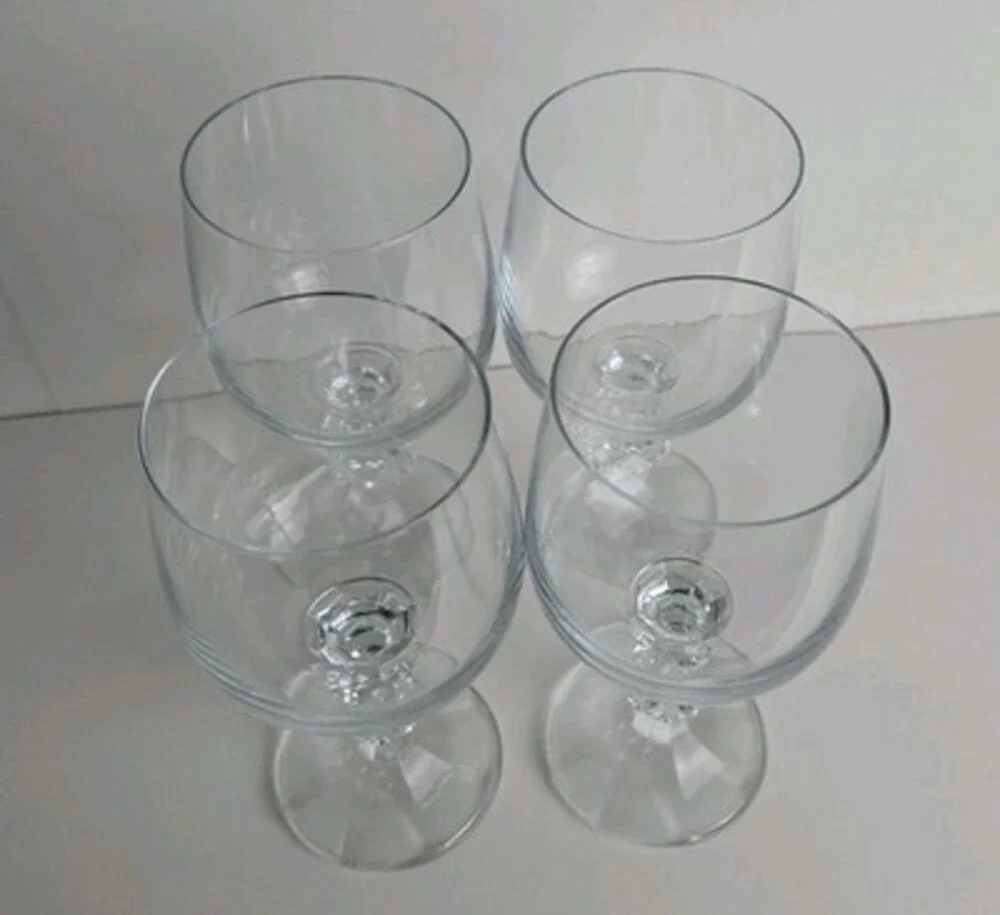 Bohemia Fine Crystal Wine Glasses Set of 4 Czech Cascade Water Goblets Ball Stem